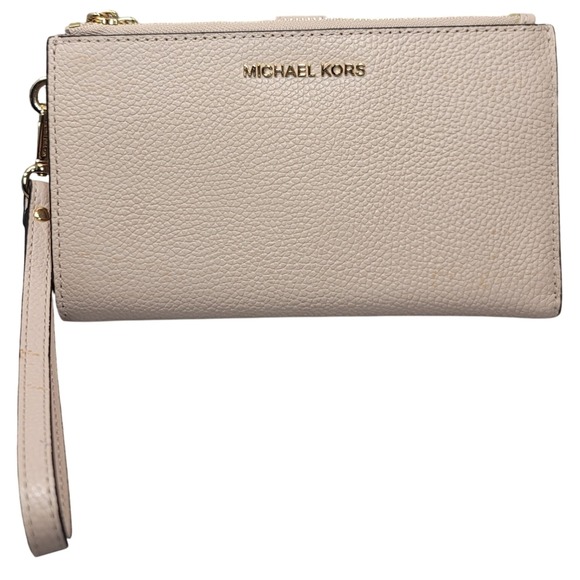 Michael Kors Handbags - Michael Kors Double Zip Wristlet Pale Pink Pebble Leather Wallet